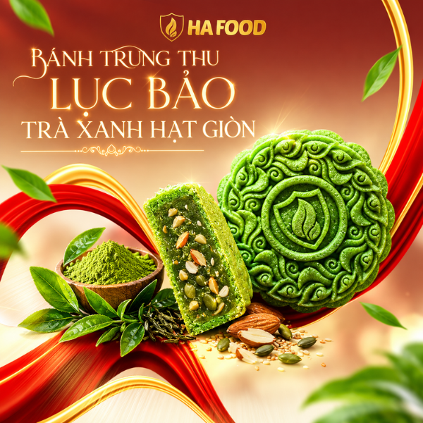 BÁNH TRUNG THU LỤC BẢO TRÀ XANH HẠT GIÒN 